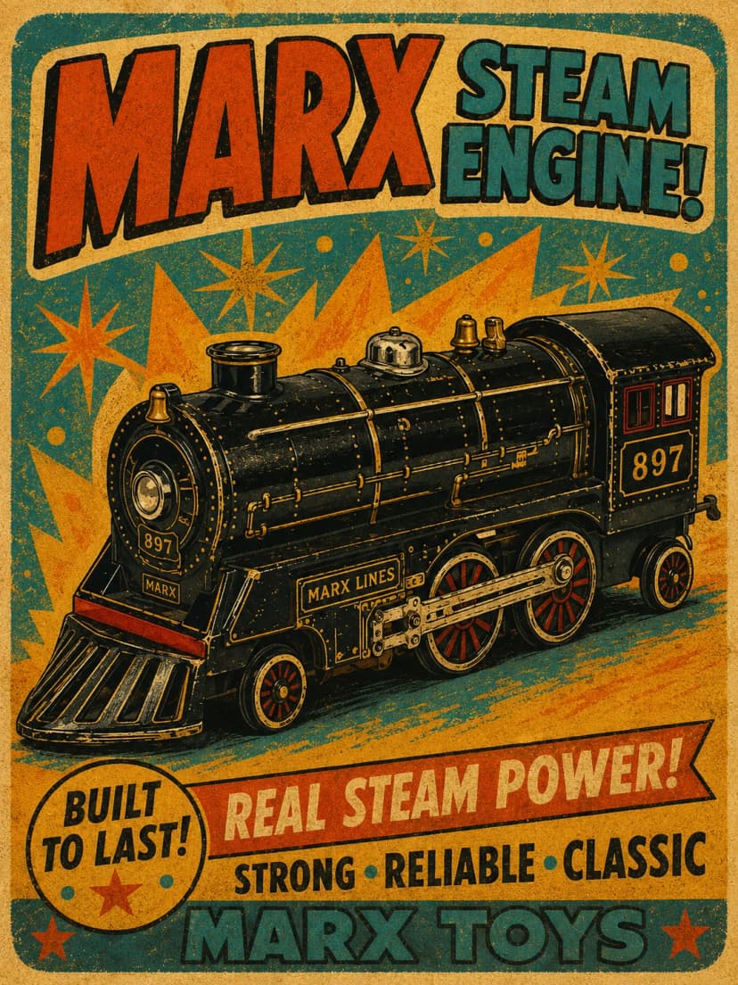 Marx Steam Engine vintage poster