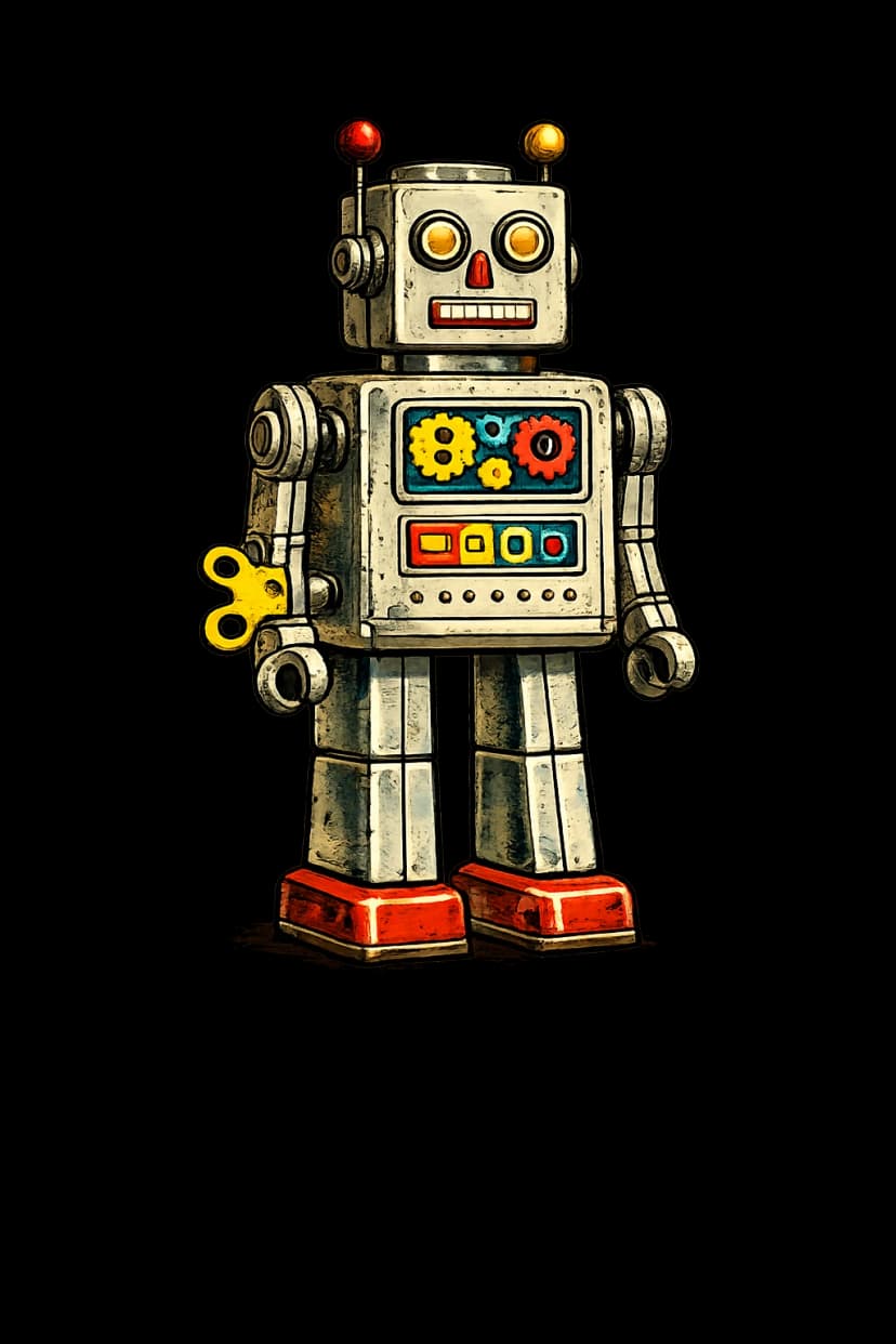 Vintage tin wind-up robot